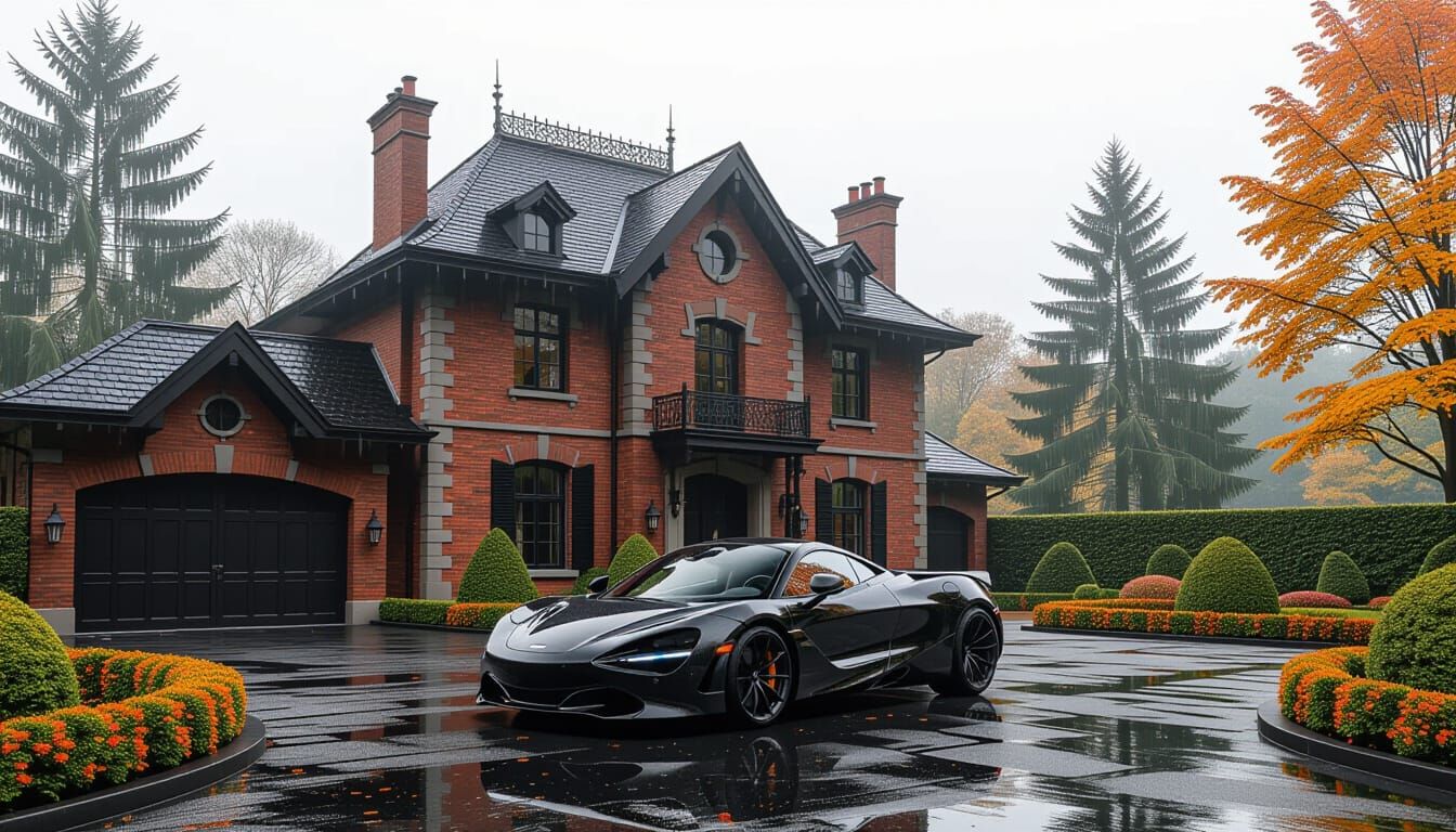 Victorian Chateau with McLaren in Misty Season