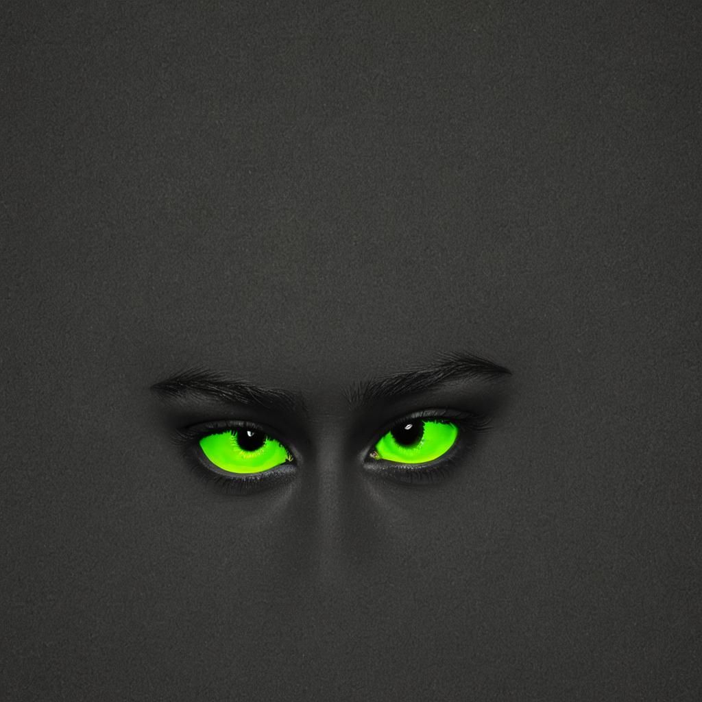 Striking Neon Green Eye on Black Background