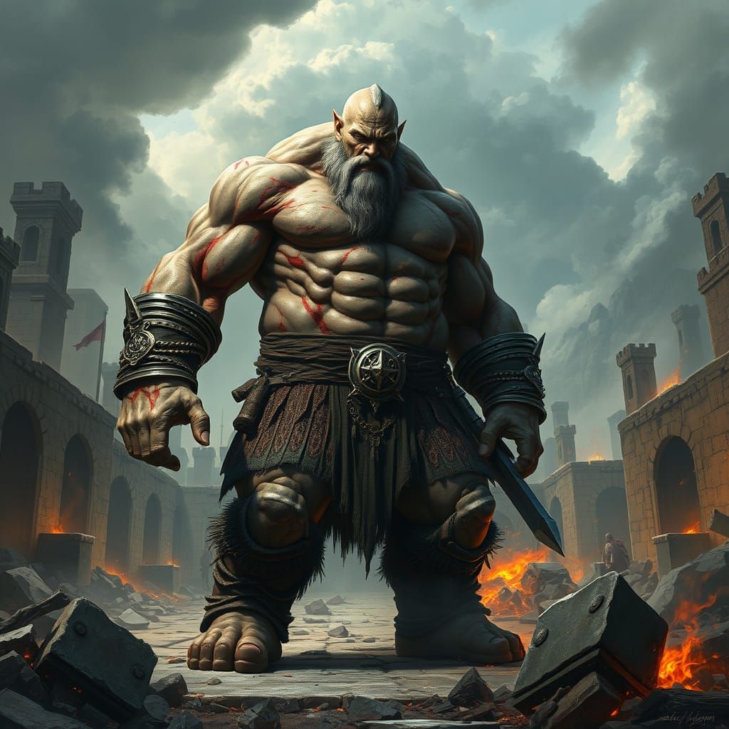 Dark Fantasy Warrior-Magus Vargran in Ruins