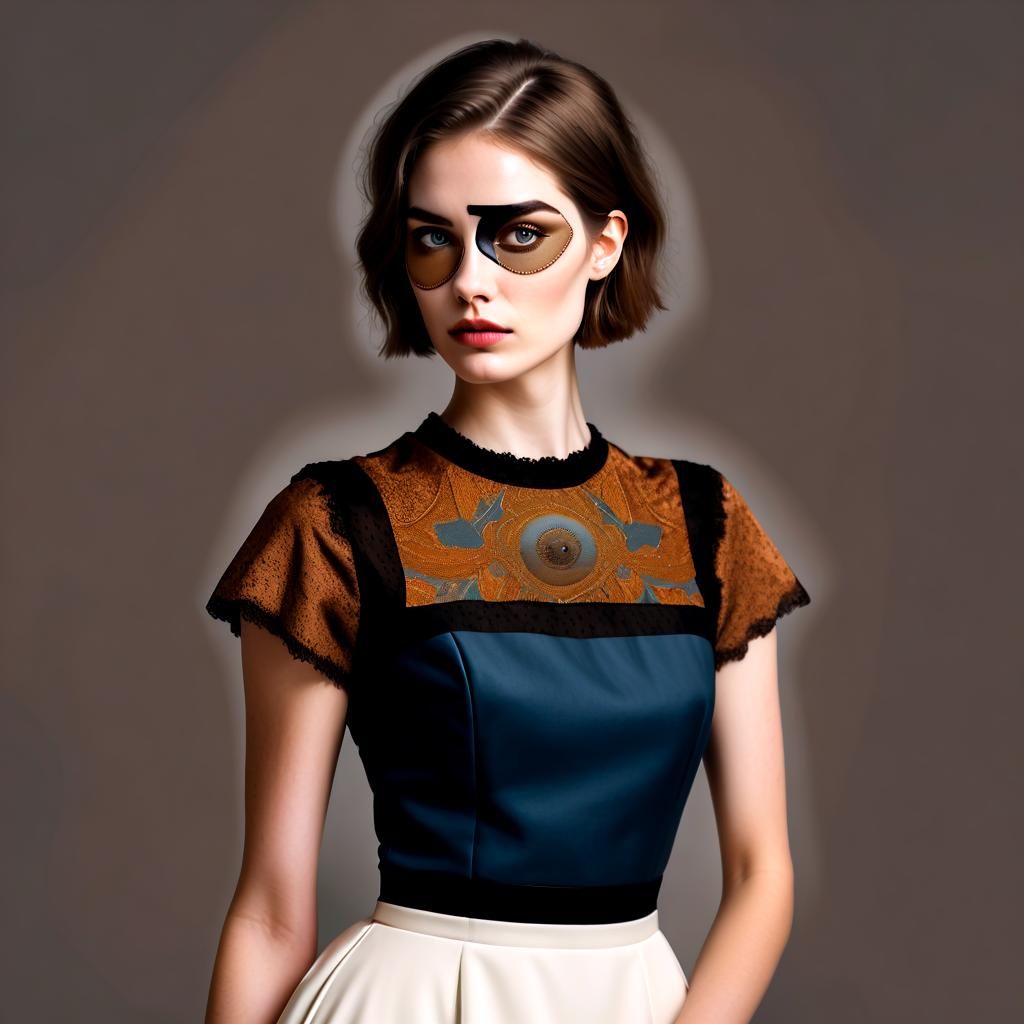 Fine Art Portrait: Woman with Illustrated Eyepatch