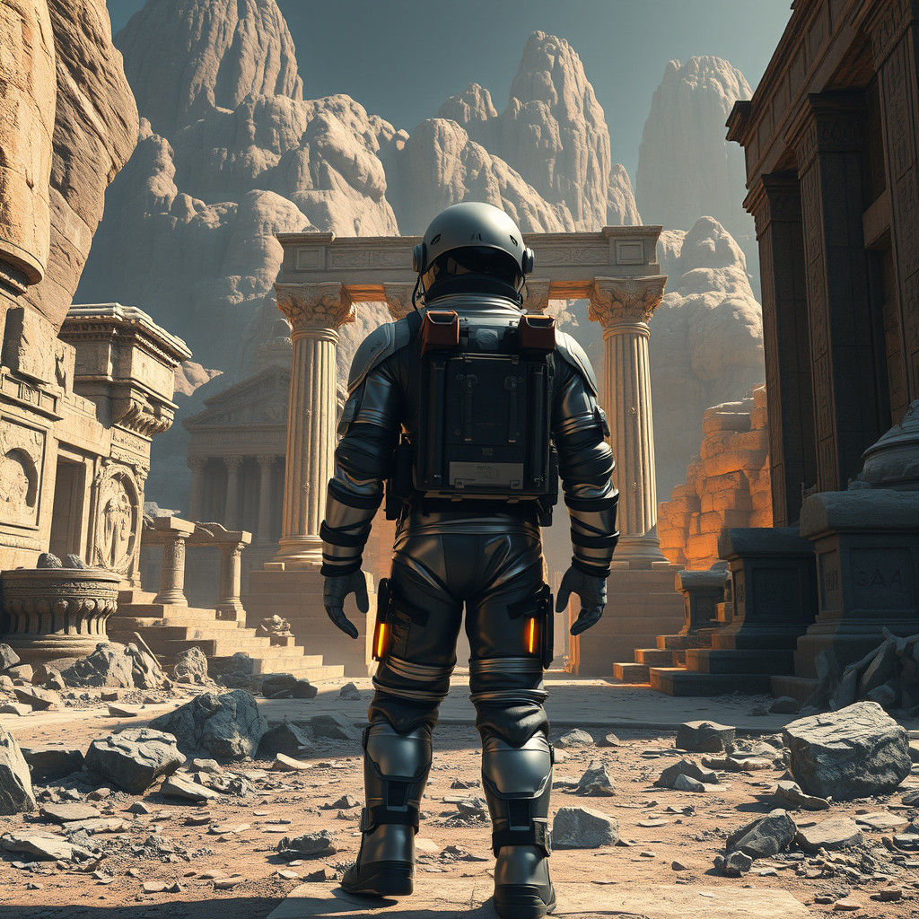 Astronaut Unearths Ancient Ruins in Alien Landscape