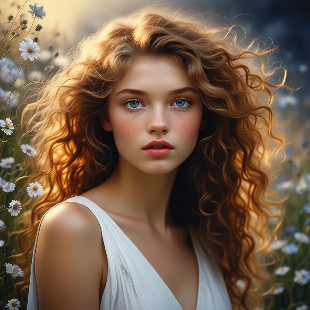 Woman in White Dress, Impressionistic Pastel Painting