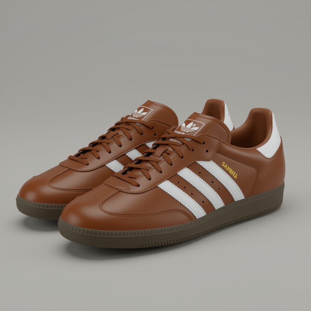 Detailed 8K Image of Brown Adidas Samba Shoes