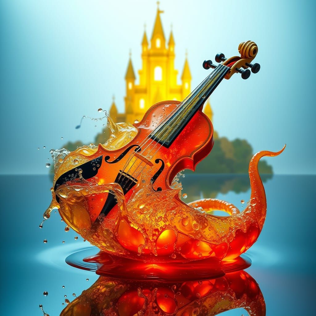 Crystal Water Violin with Lava Dragon and Honey Castle