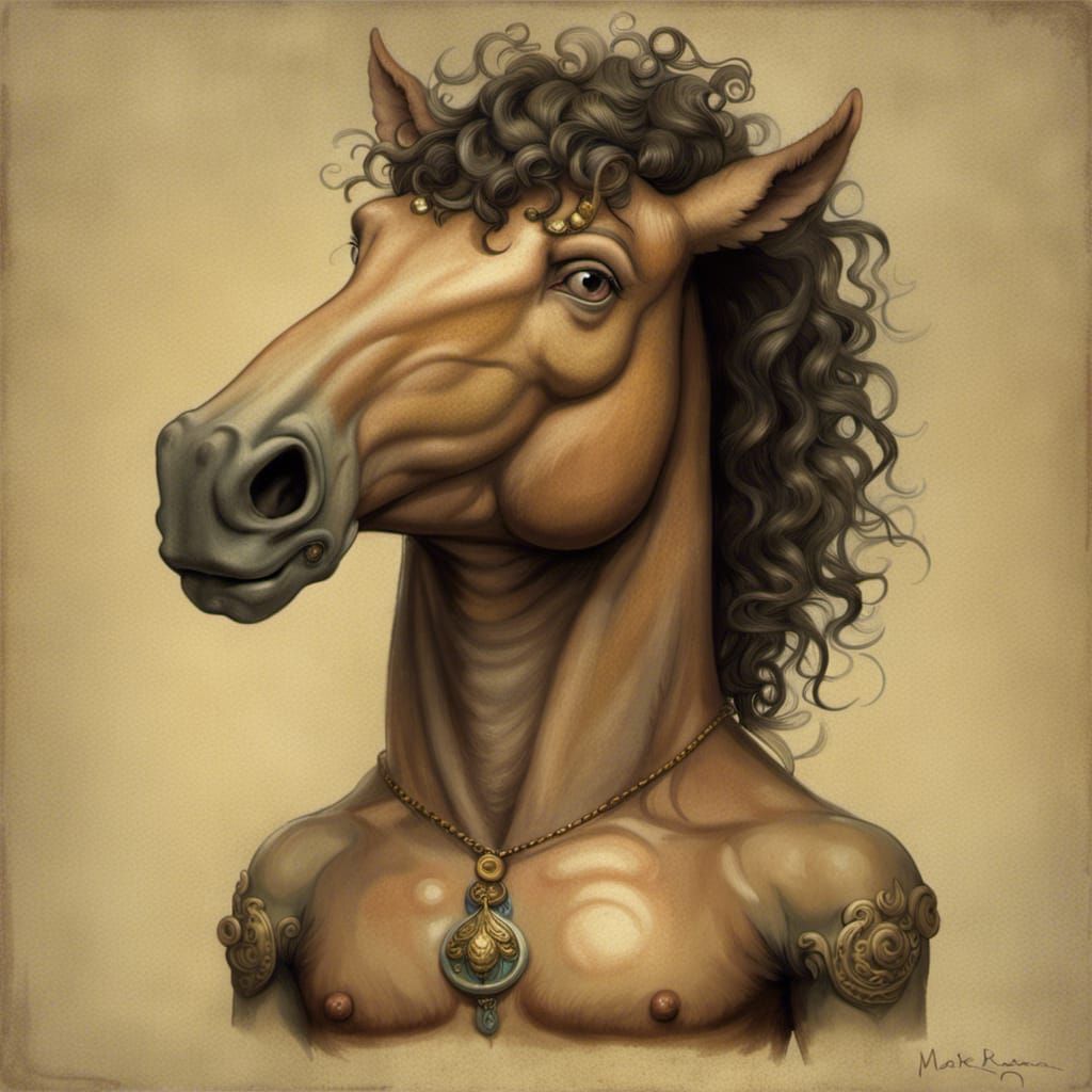 Man-faced Centaur in Whimsical Style