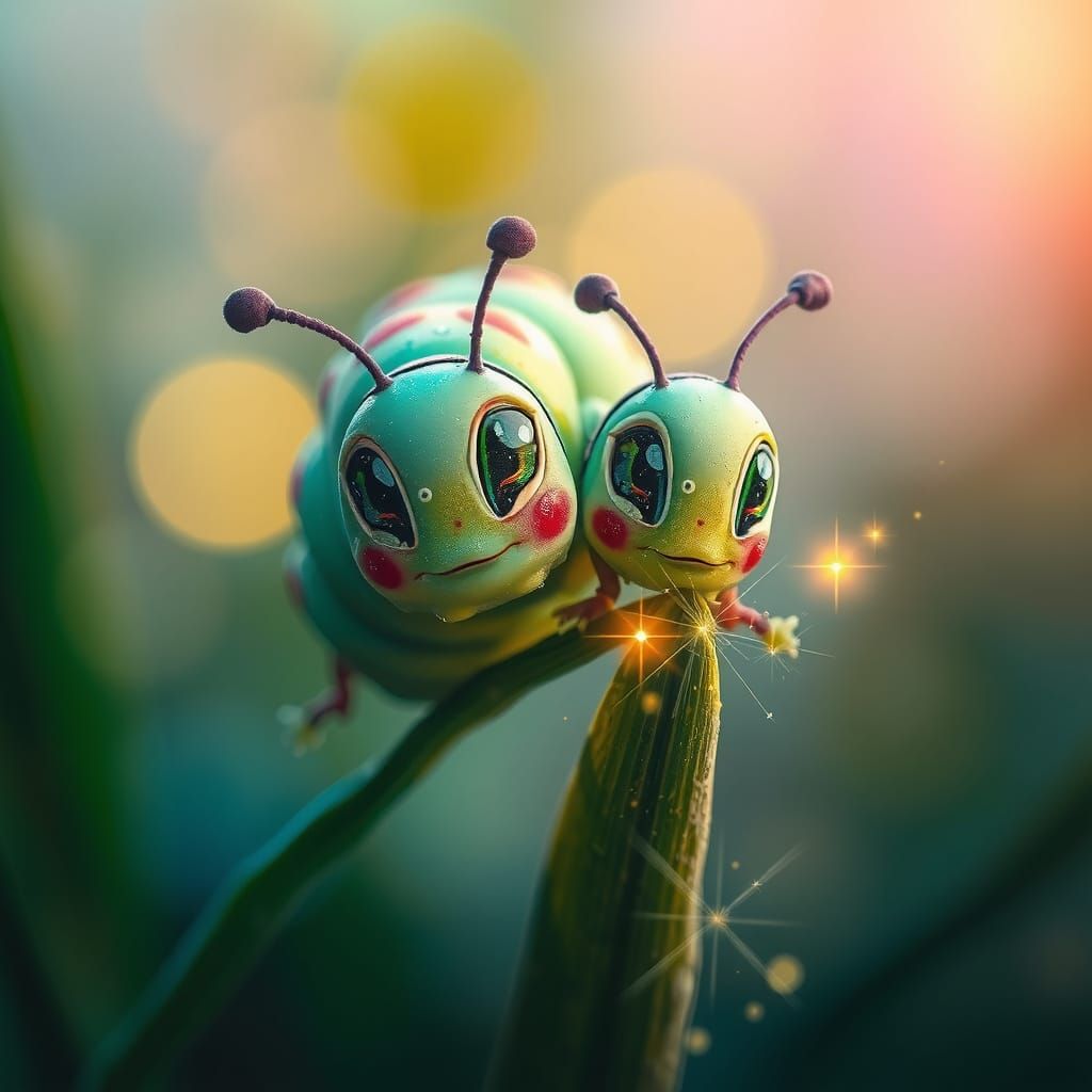 Adorable Fantasy Caterpillar in Magical Glow