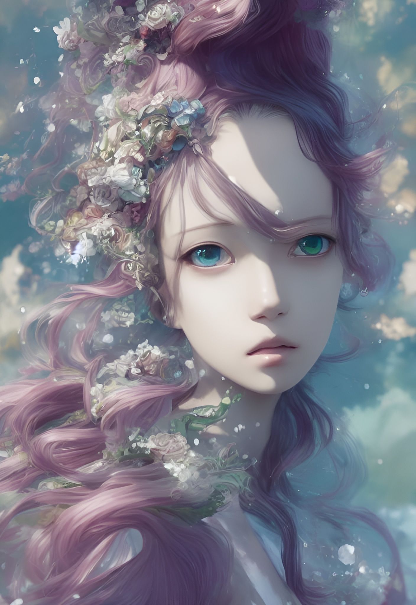 Wind Princess Portrait in Watercolor Style