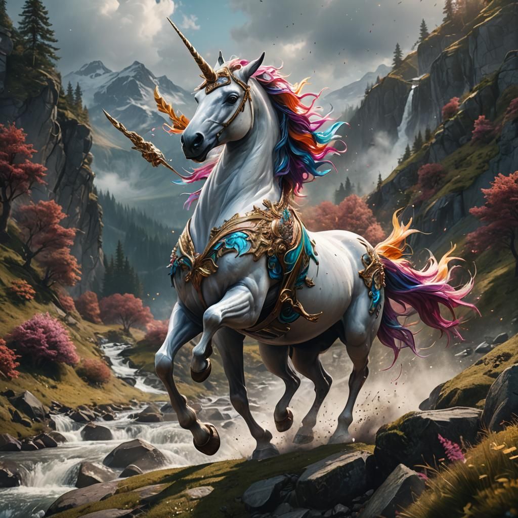 Majestic Unicorn Galloping: Fantasy Concept Art