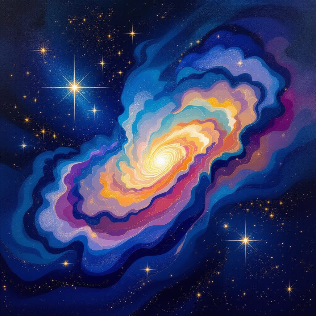 Abstract Starry Night Sky in Cosmic Colors