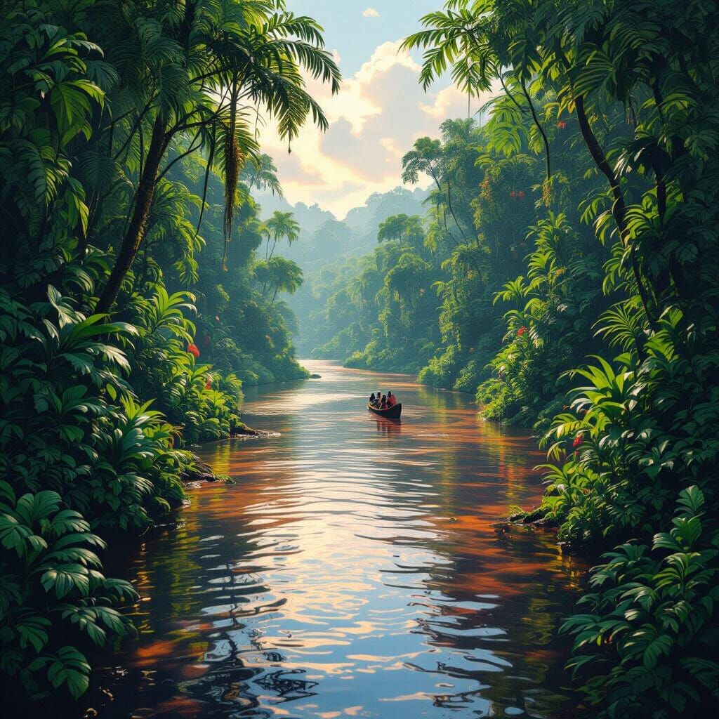 Amazon River Rainforest Matte Painting in Fantasy Style