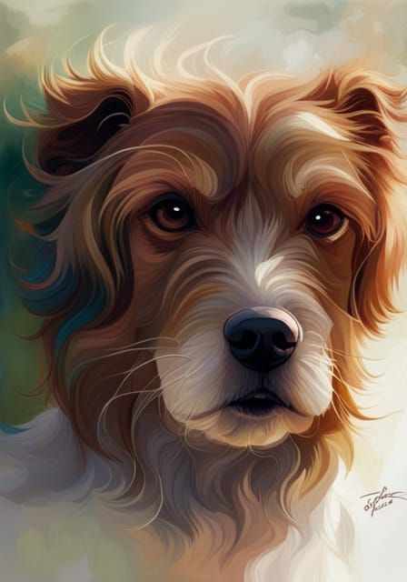 Adorable Dog Toddler Portrait in Digital Art Style