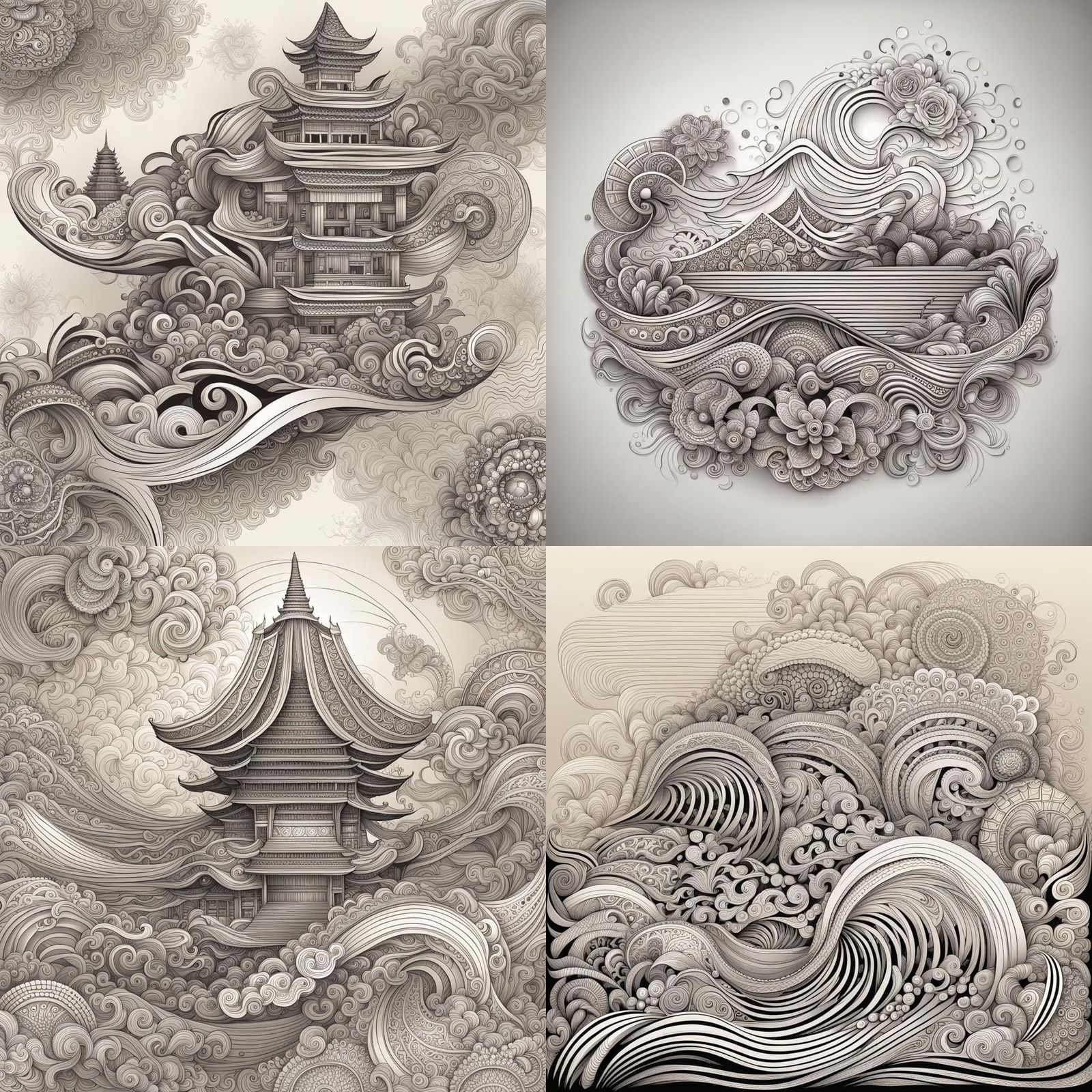 Abstract Indonesian Art with Fractal Wave Functions