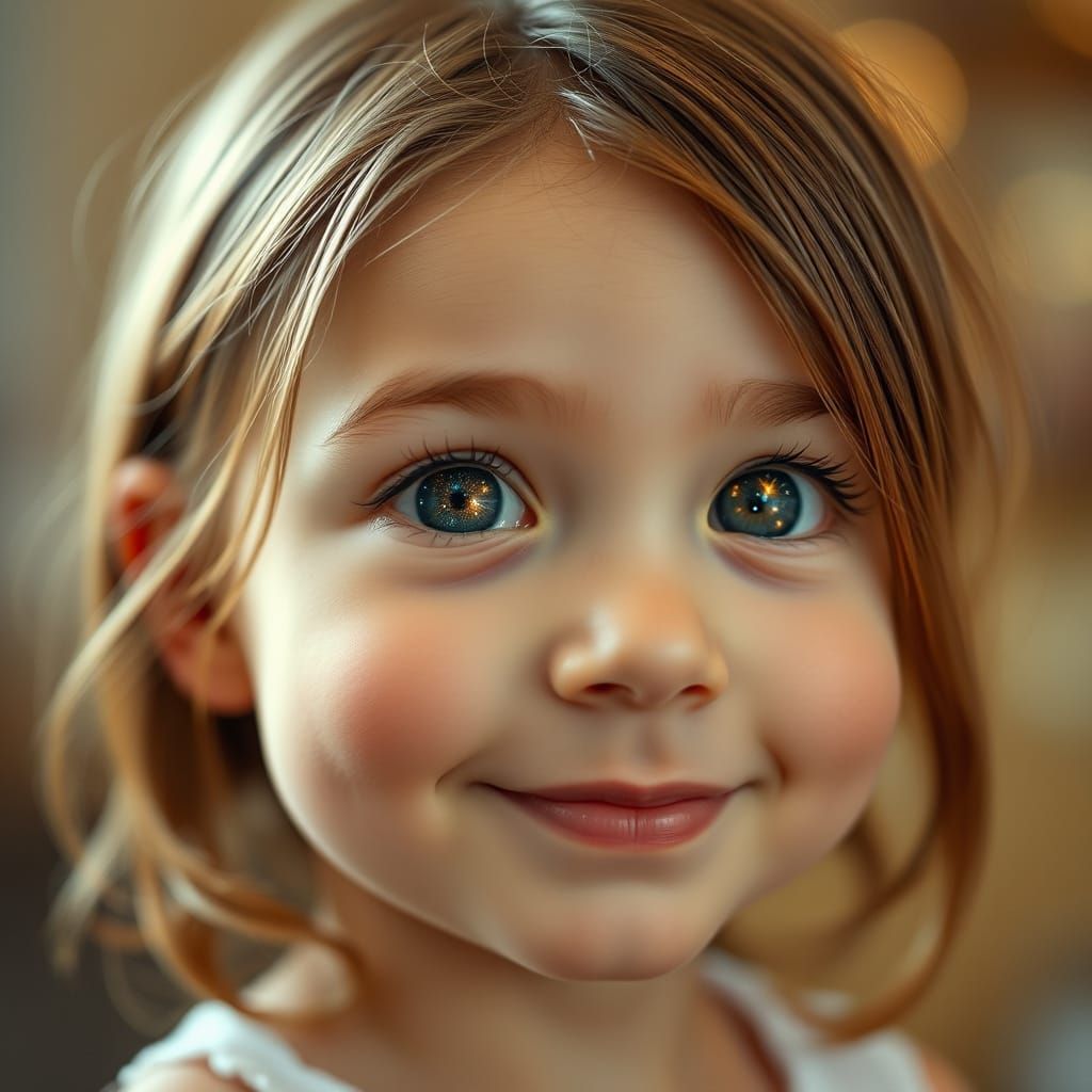 Celestial Child: Portrait with Galaxy Eyes