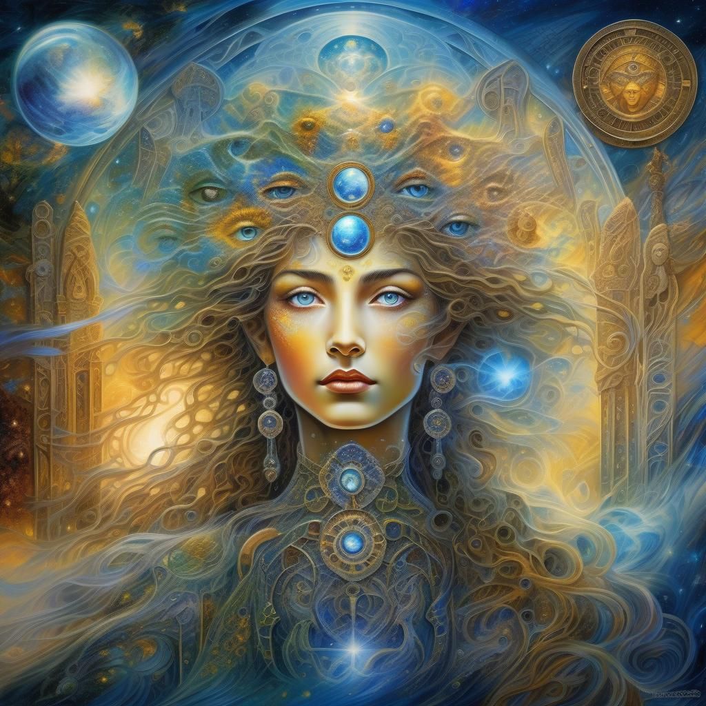 Mysterious Woman Connected to the Universe: Digital Art