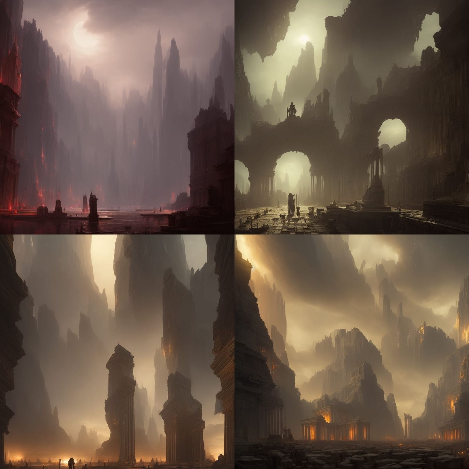 Sci-Fi Roman Temple: Dark Fantasy Concept Art