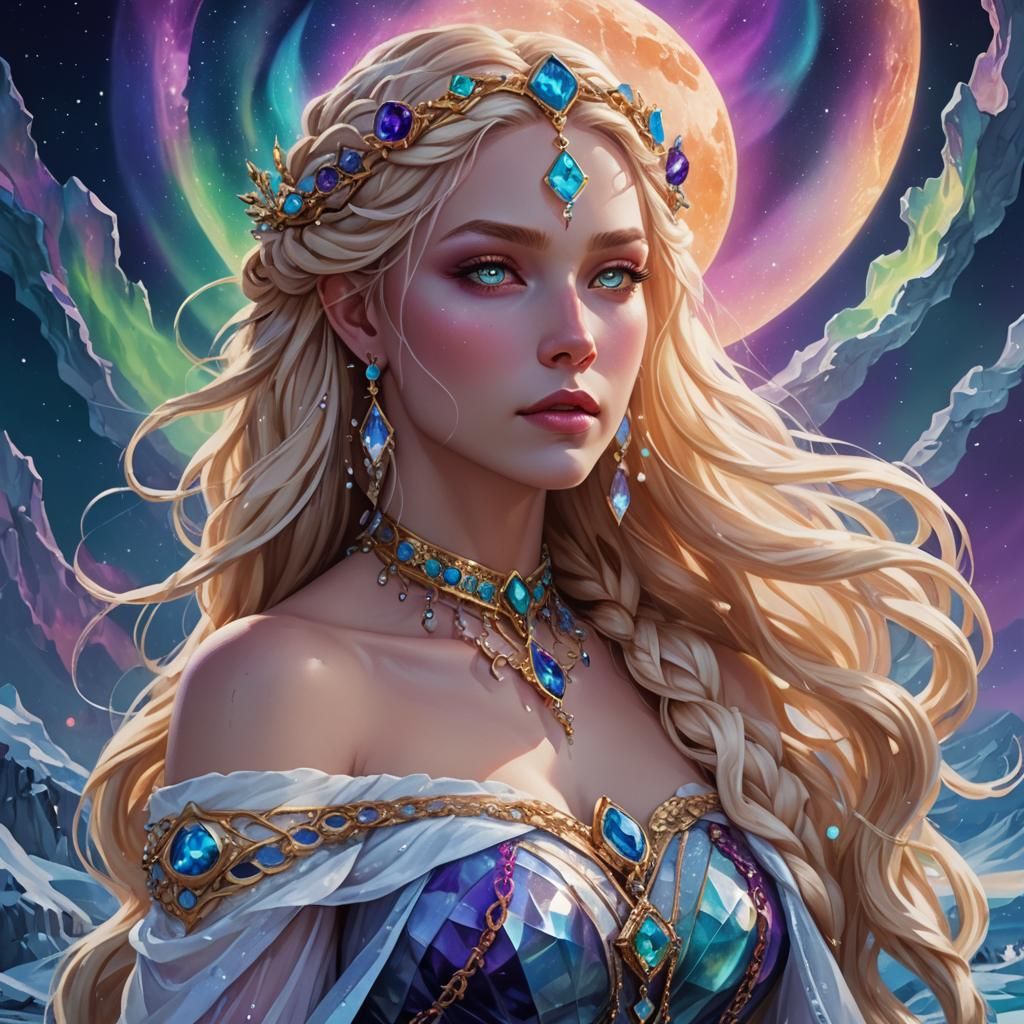 Goddess in Ice Landscape: Fantasy Concept Art