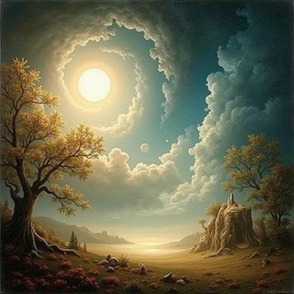 Mystical Full Moon in Impressionistic Style