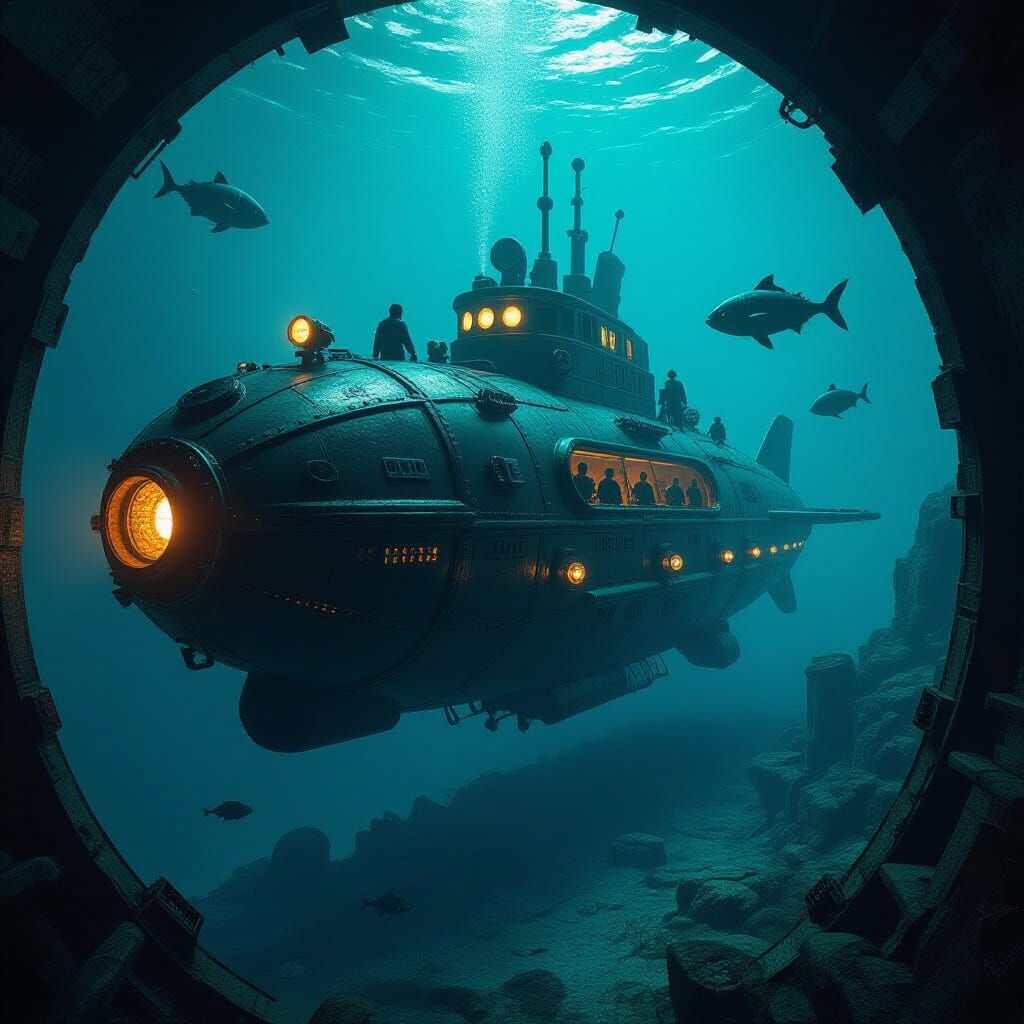 Dieselpunk Submarine Explores Lost Civilization in Film Stil...