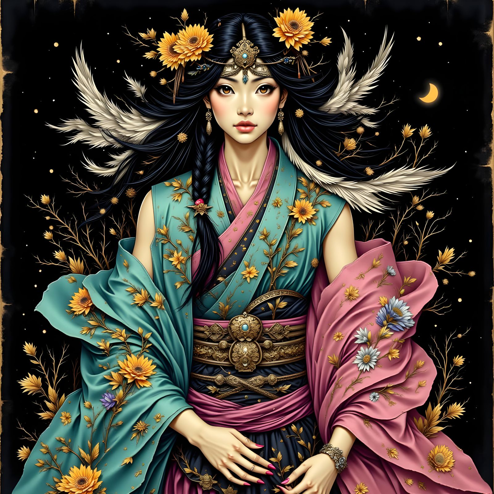 Wind Warrior Samaria in Swirling Ink Style