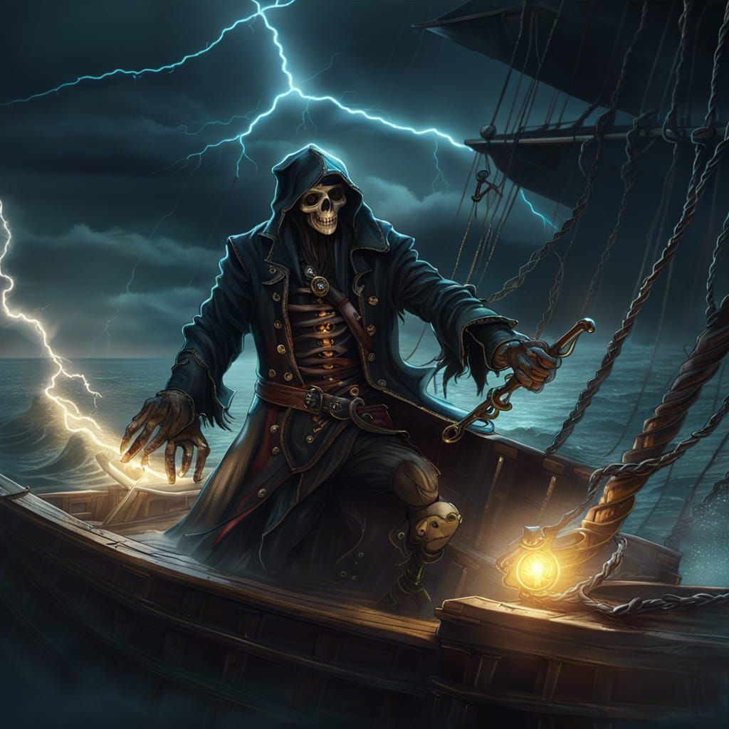 Pirate Grim Reaper Stealing Soul, Dark Fantasy Art