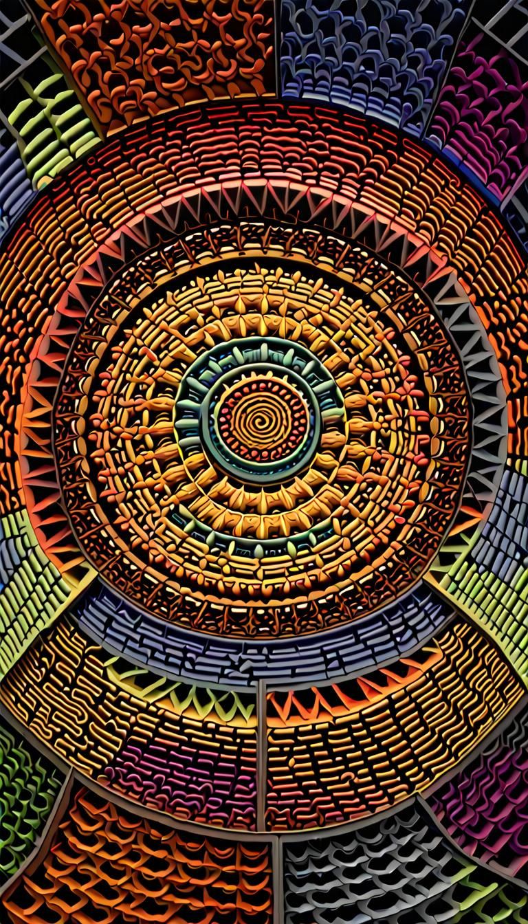 Sacred Geometric Mandala Spirals in Psychedelic Fractal Art