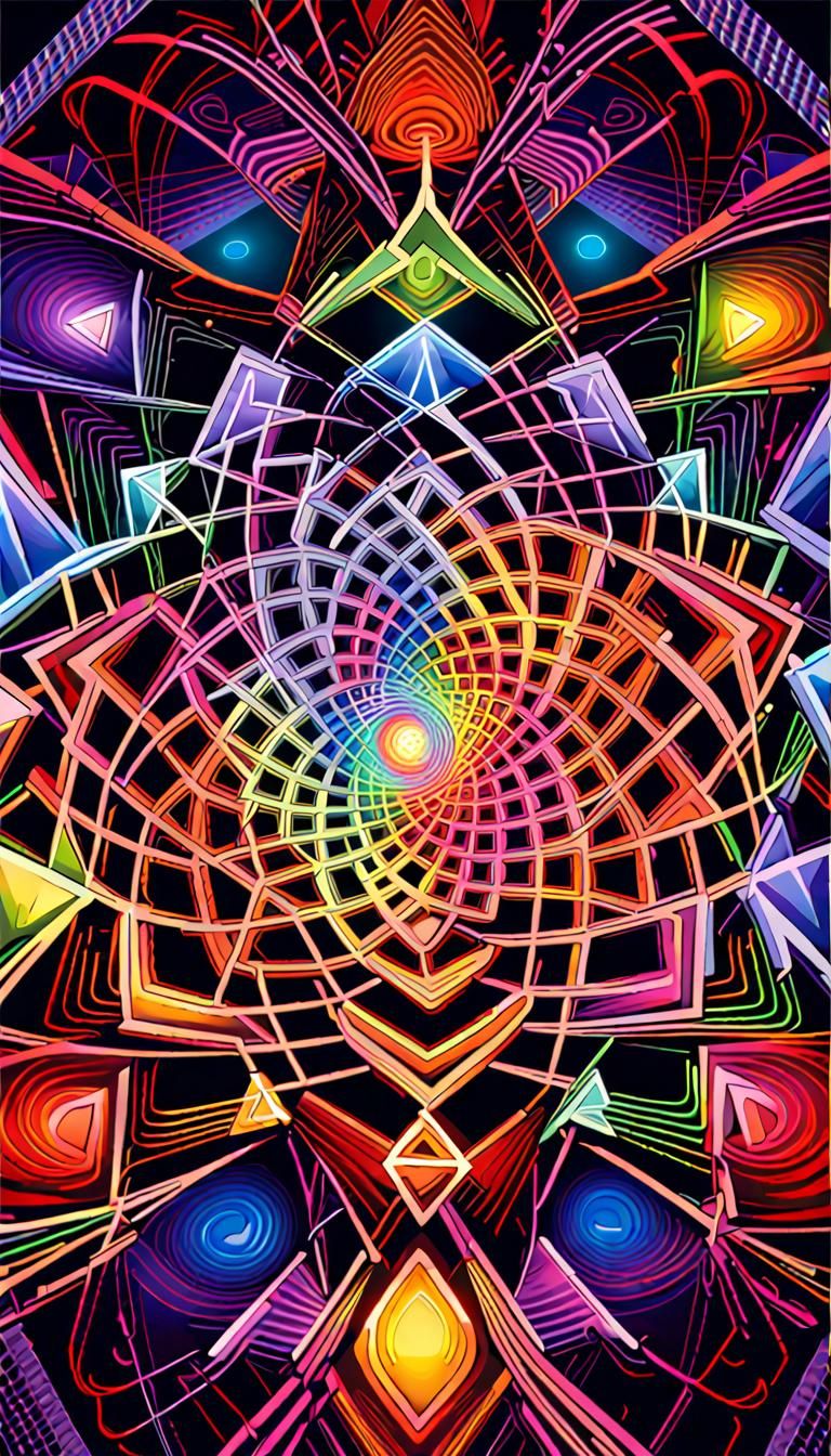 Sacred Geometry: Quantum Energy Mandala in 3D Neon