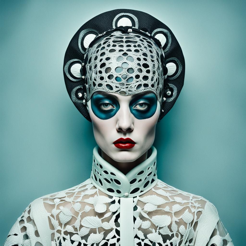 Avant-Garde Fashion Portrait in Fornasetti Style