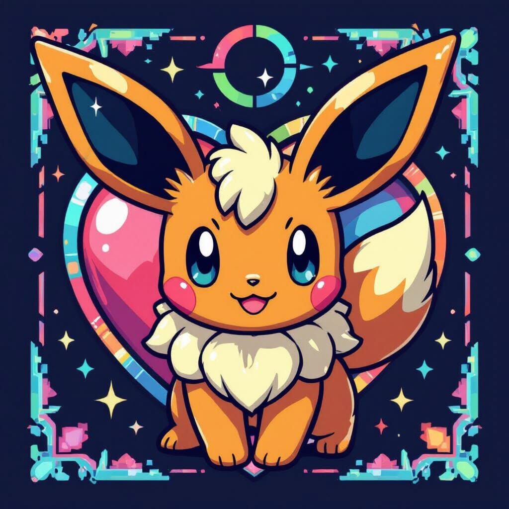 Shiny Pokémon Gym Badge with Eevee Heart Ears
