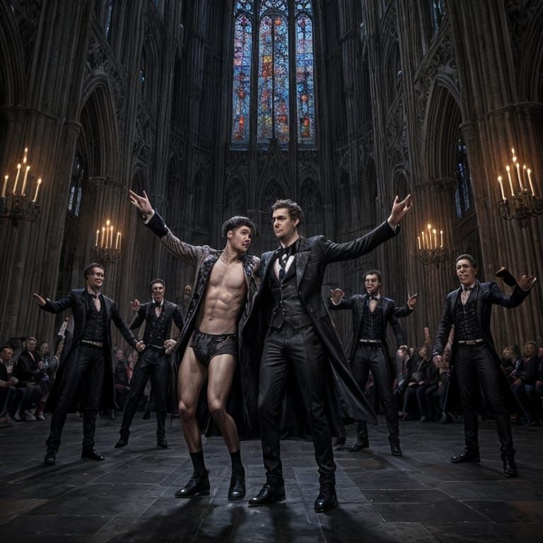 Vampires Dancing in Gothic Cathedral, Doré Style