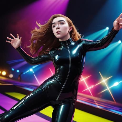Woman in Catsuit Dancing in 70s Disco
