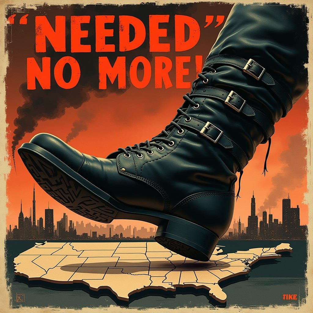 Dystopian Constructivism Poster: Boot Kicks United States