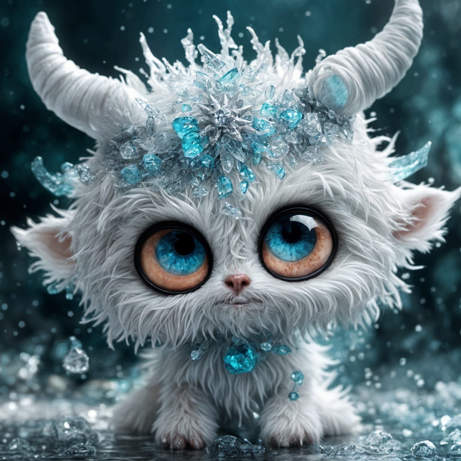 Cute Ice Demon Girl: Mixed Media Photography