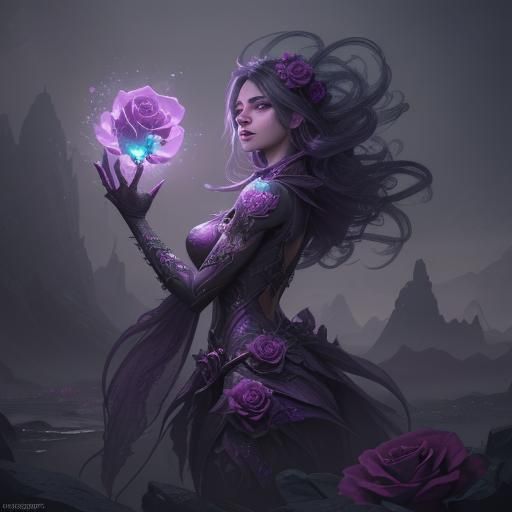 Diamond Rose in Detailed Digital Painting Style