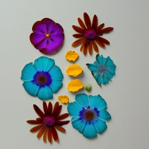 Minimalist Pressed Flower Art: Colorful Floral Design