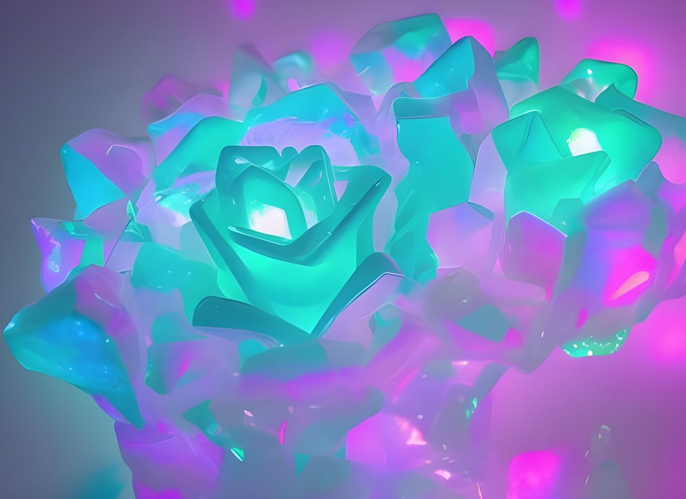 Electric Neon Crystal Rose Sci-Fi Concept Art