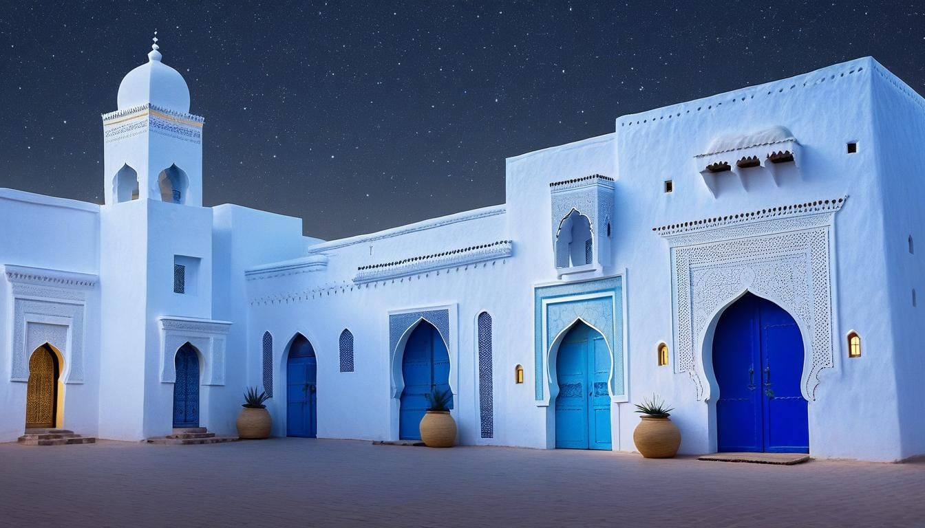 Moroccan Architecture under Starry Pastel Skies