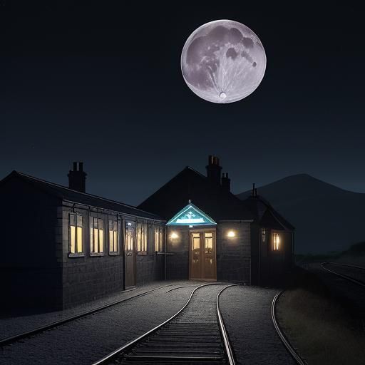 Moonlit Night at Llanfairpwllgwyngyll Station
