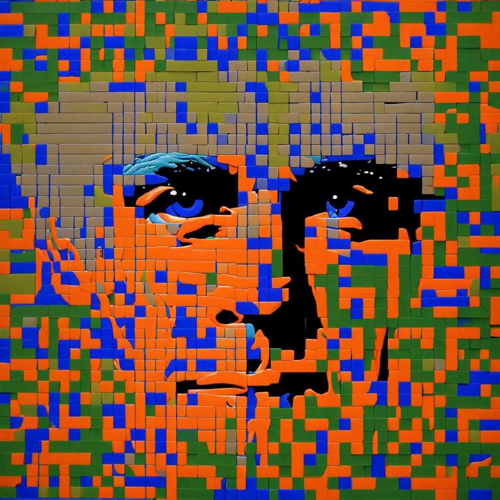 Optical Illusion Portrait in Dot Matrix Style
