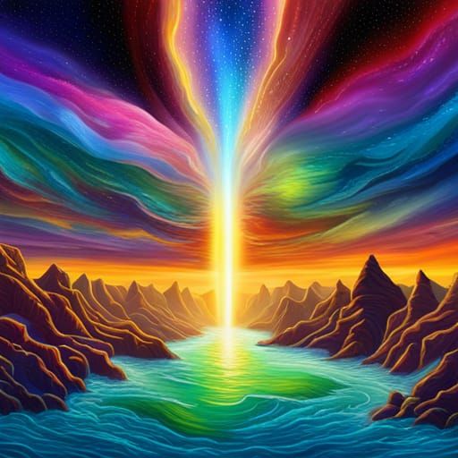 Cosmic Waterfall: Surreal Macroscale Astral Dreamscape