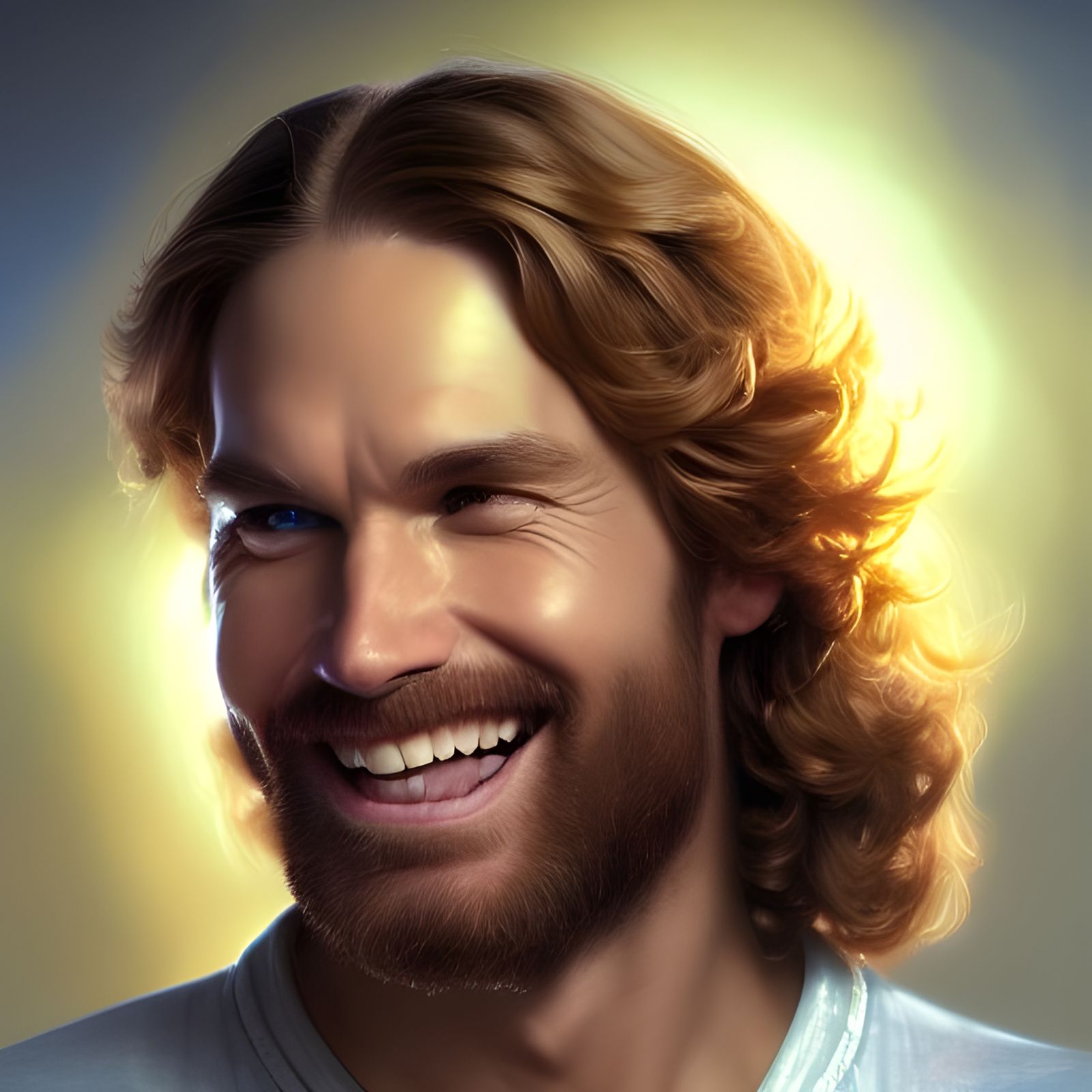Radiant Portrait of Smiling Jesus in Digital Art