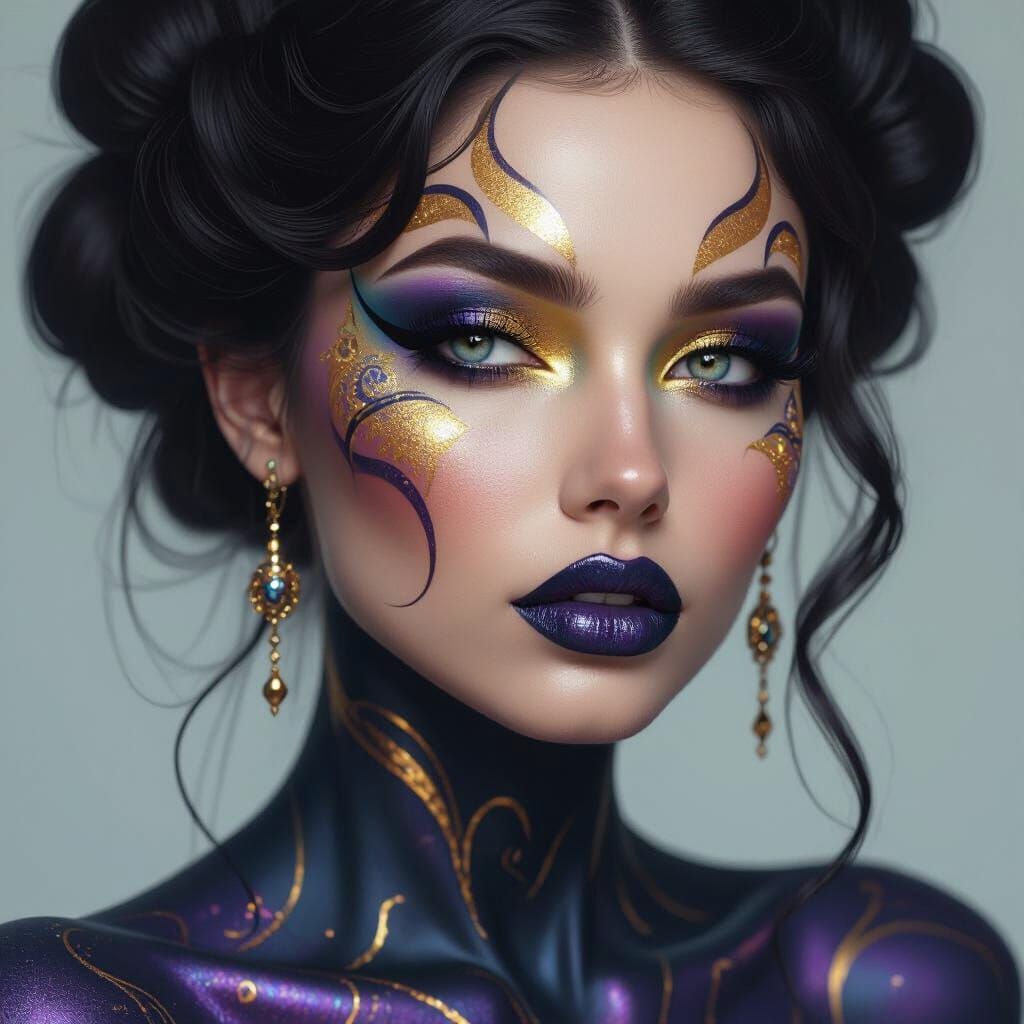 Cosmic Body Paint in a Futuristic Style
