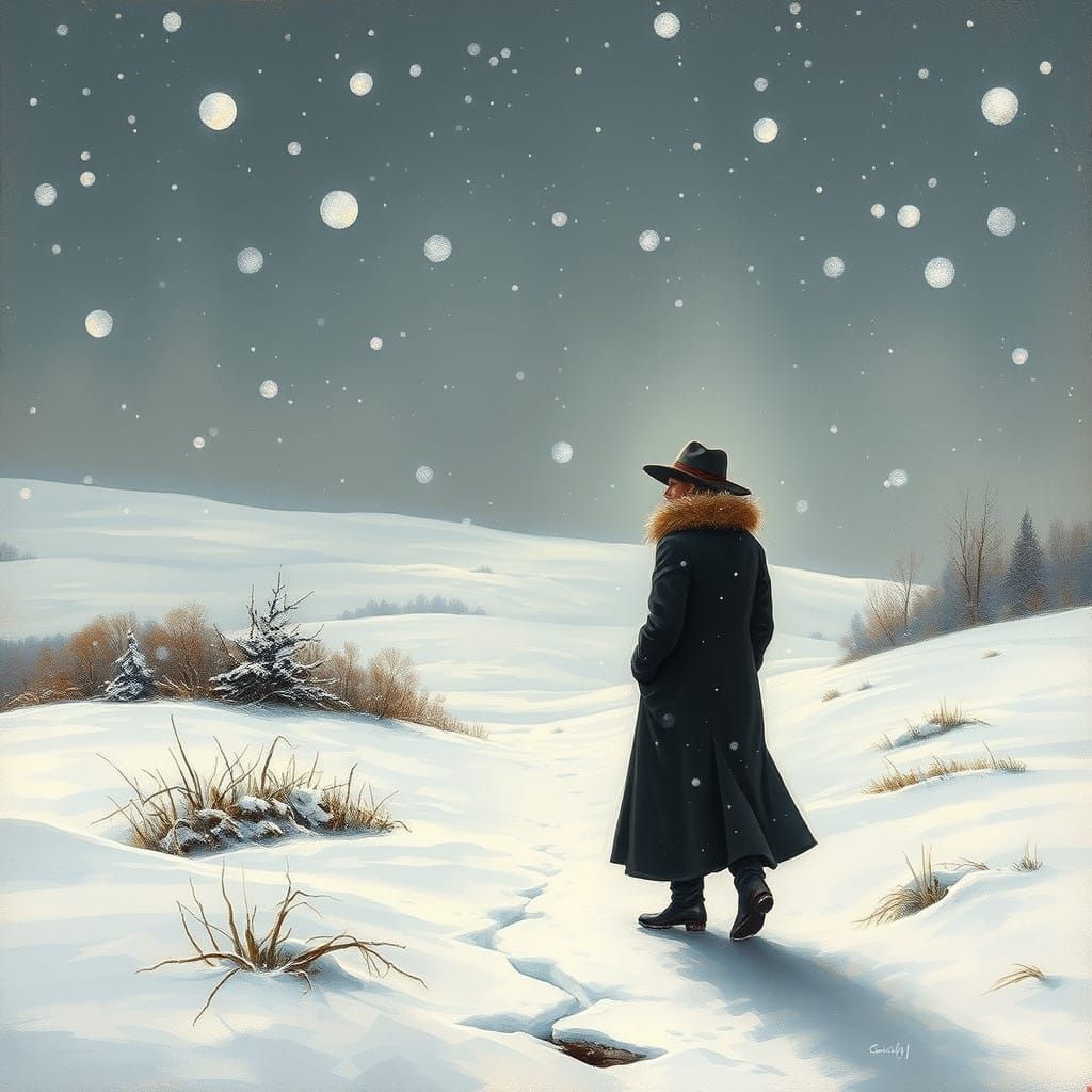 Magical Winter Scene, Softly Falling Snow