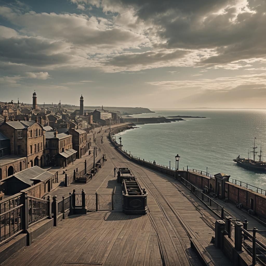 Victorian Steampunk Port Scene