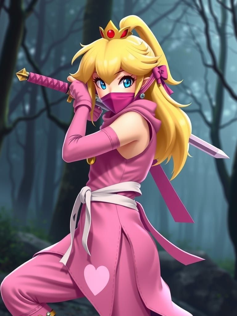 Mysterious Ninja Princess in the Misty Night