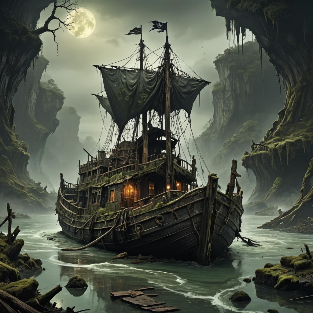 Ominous Ferryman Leads Ghost Ship in Underworld