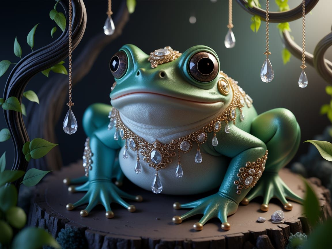 Mystical Frog Princess in Enchanted Realm
