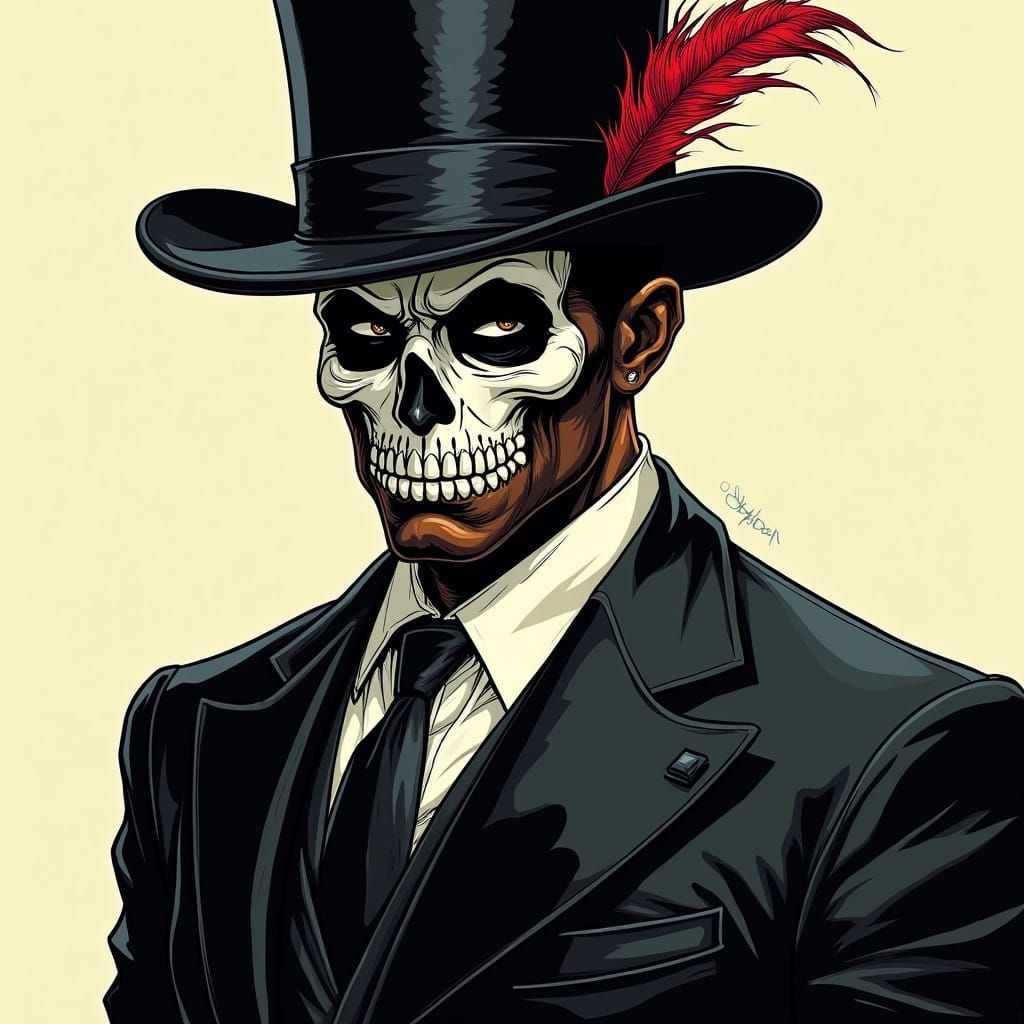 Vibrant Haitian Voodoo Priest in Striking Comic Book Art