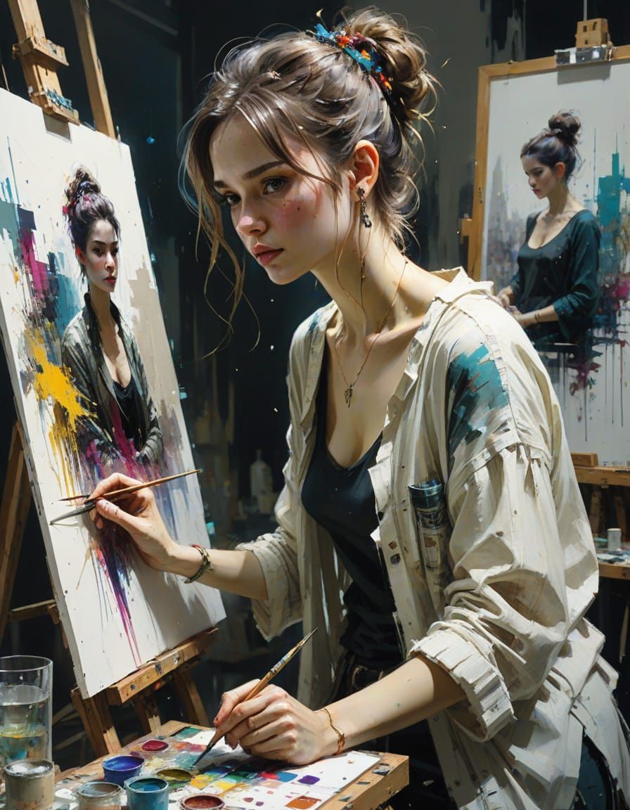 Magical Painter in Art Studio by Masters