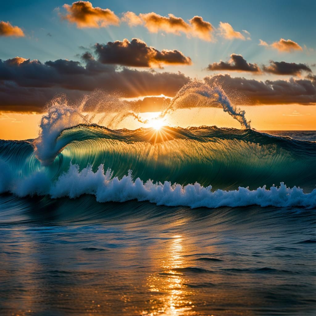 Glassy Ocean Waves at Sunset: Professional Photography