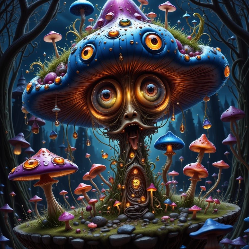 Surreal Mushroom Genie of Arabian Nights